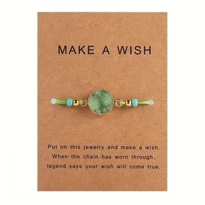 NEW Boho Green Druzy Cord Bracelet
